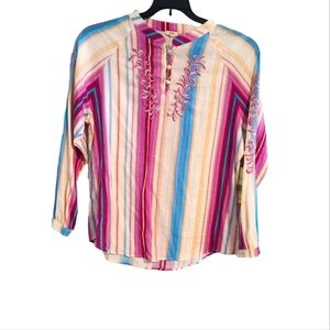 Reba Vintage Boho Multi stripe Women's Size Medium Top